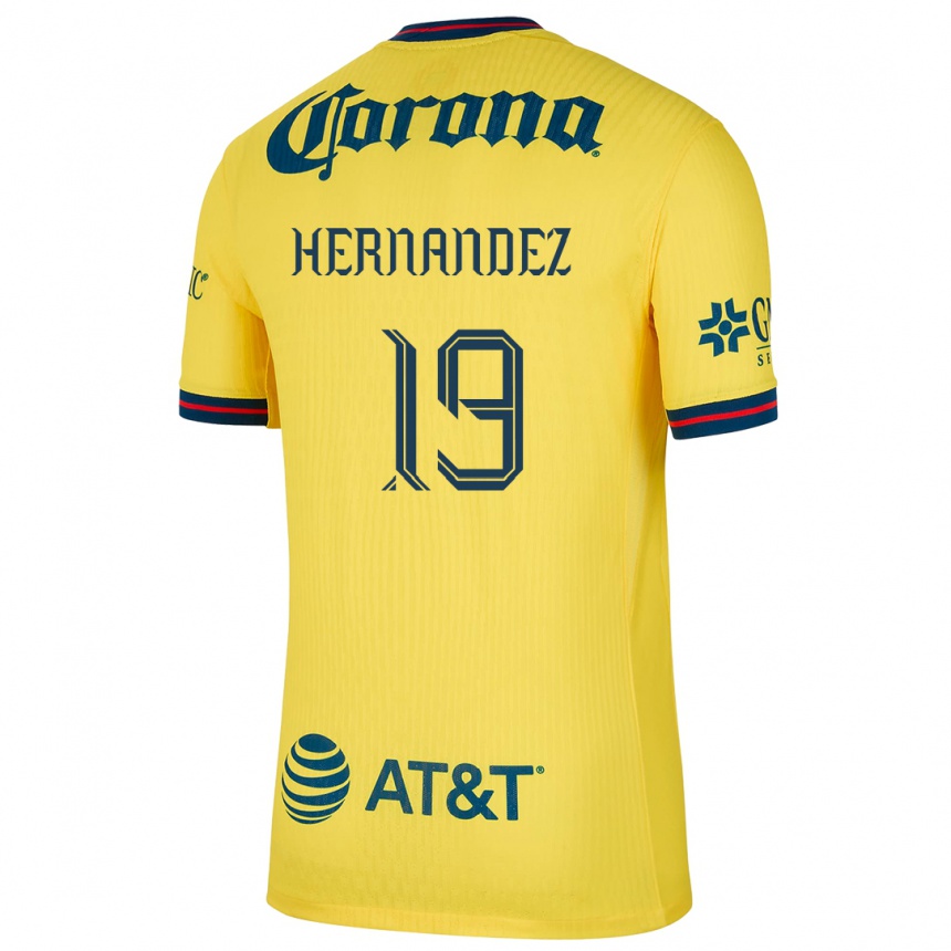 Kids Football Illian Hernández #19 Yellow Blue Home Jersey 2024/25 T-Shirt Canada