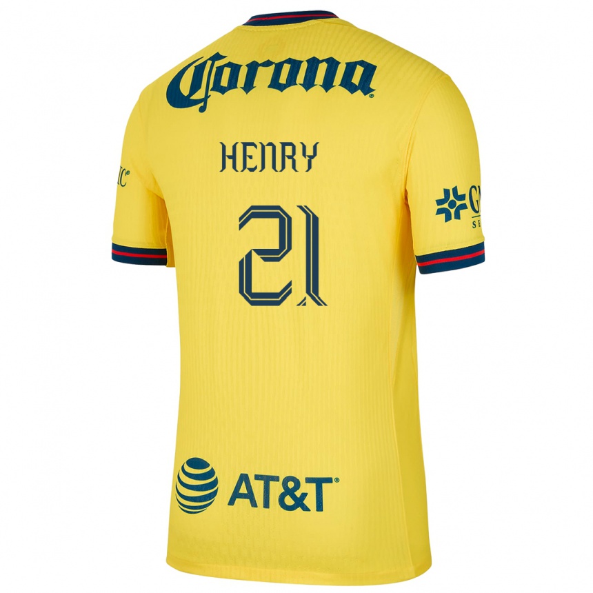 Enfant Football Maillot Henry Martín #21 Jaune Bleu Tenues Domicile 2024/25 Canada