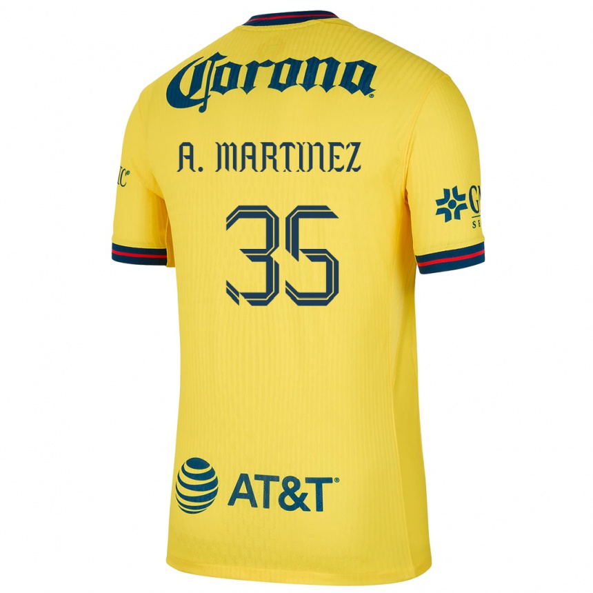 Kids Football Arturo Martínez #35 Yellow Blue Home Jersey 2024/25 T-Shirt Canada