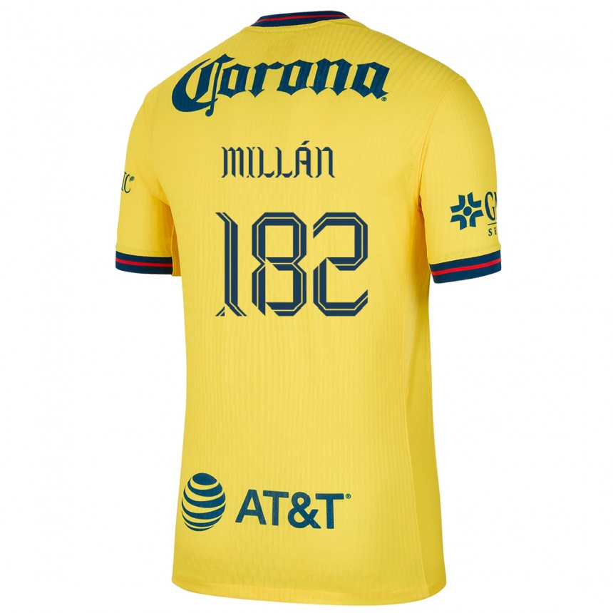 Kids Football Daniel Millán #182 Yellow Blue Home Jersey 2024/25 T-Shirt Canada