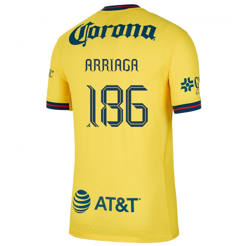 Kids Football Diego Arriaga #186 Yellow Blue Home Jersey 2024/25 T-Shirt Canada