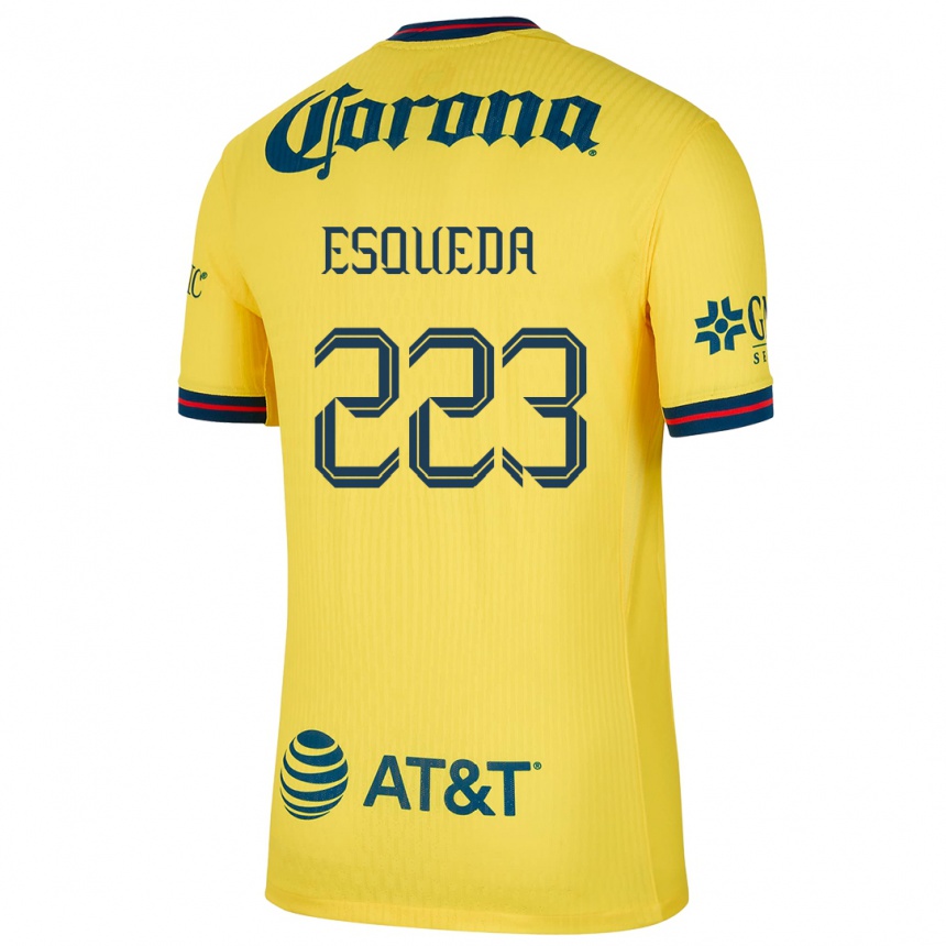 Kids Football Diego Esqueda #223 Yellow Blue Home Jersey 2024/25 T-Shirt Canada