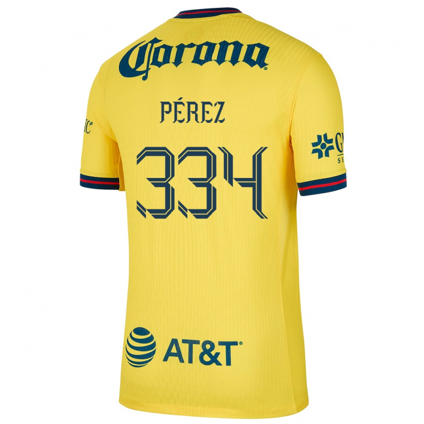 Kids Football Diego Pérez #334 Yellow Blue Home Jersey 2024/25 T-Shirt Canada