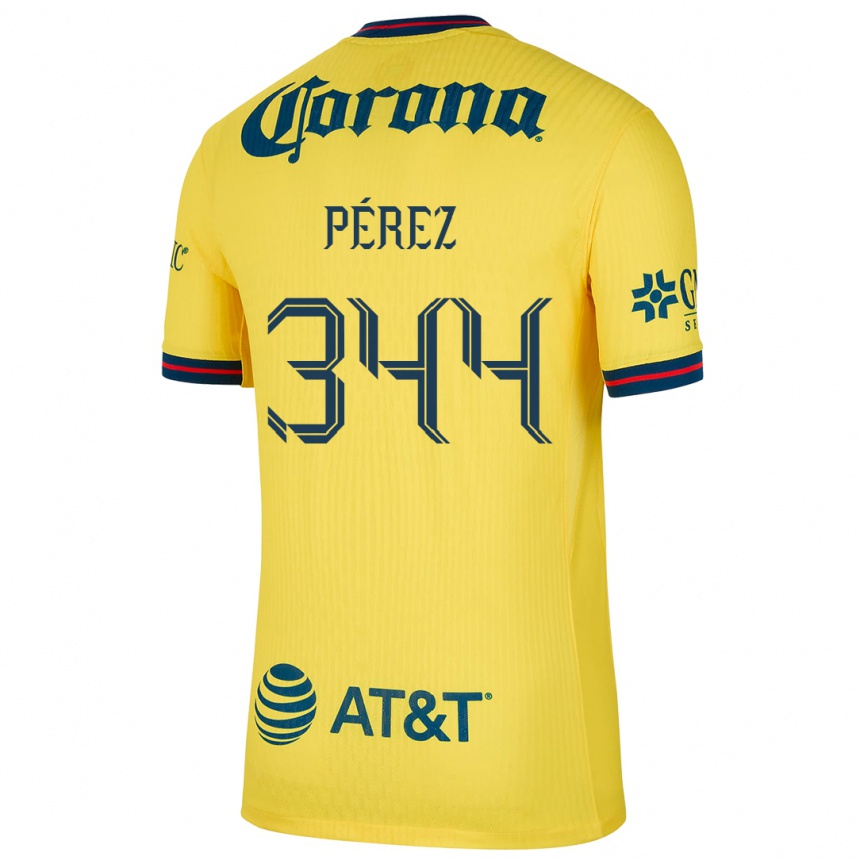 Kids Football Froylan Pérez #344 Yellow Blue Home Jersey 2024/25 T-Shirt Canada