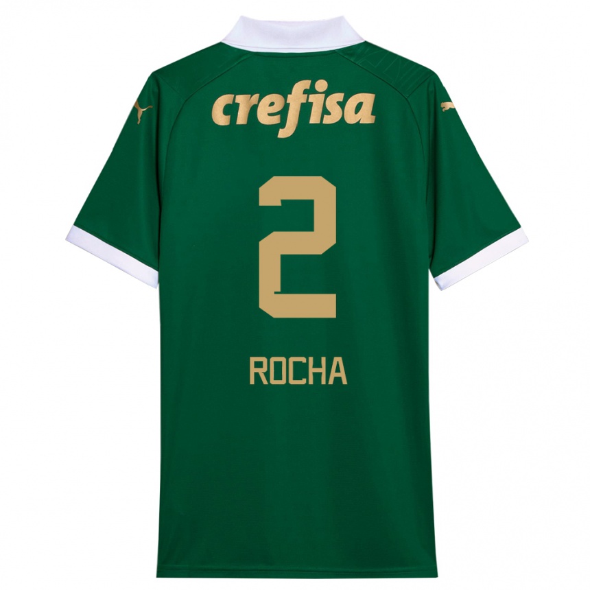 Kids Football Marcos Rocha #2 Green White Home Jersey 2024/25 T-Shirt Canada