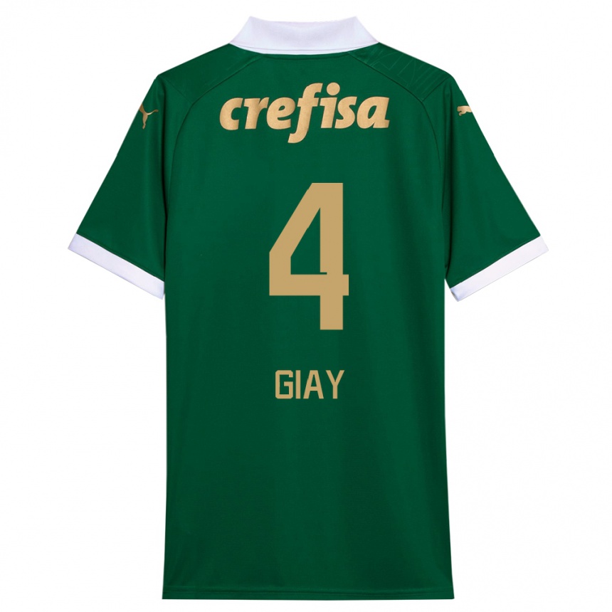 Kids Football Agustín Giay #4 Green White Home Jersey 2024/25 T-Shirt Canada