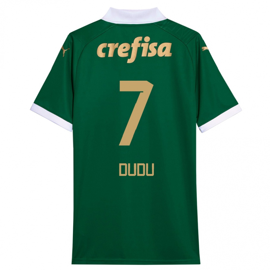 Kids Football Dudu #7 Green White Home Jersey 2024/25 T-Shirt Canada