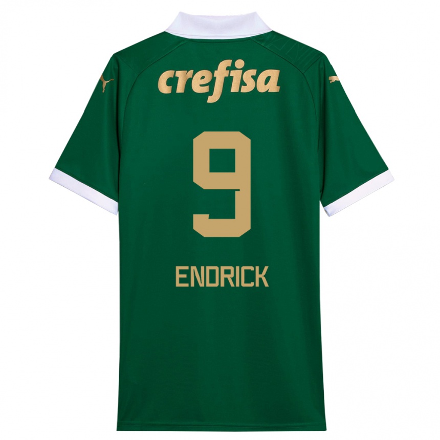 Kids Football Endrick #9 Green White Home Jersey 2024/25 T-Shirt Canada