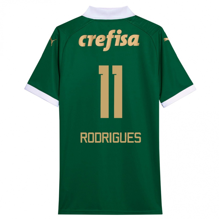 Kids Football Bruno Rodrigues #11 Green White Home Jersey 2024/25 T-Shirt Canada