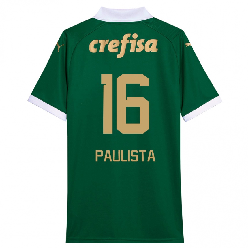 Enfant Football Maillot Caio Paulista #16 Vert Blanc Tenues Domicile 2024/25 Canada