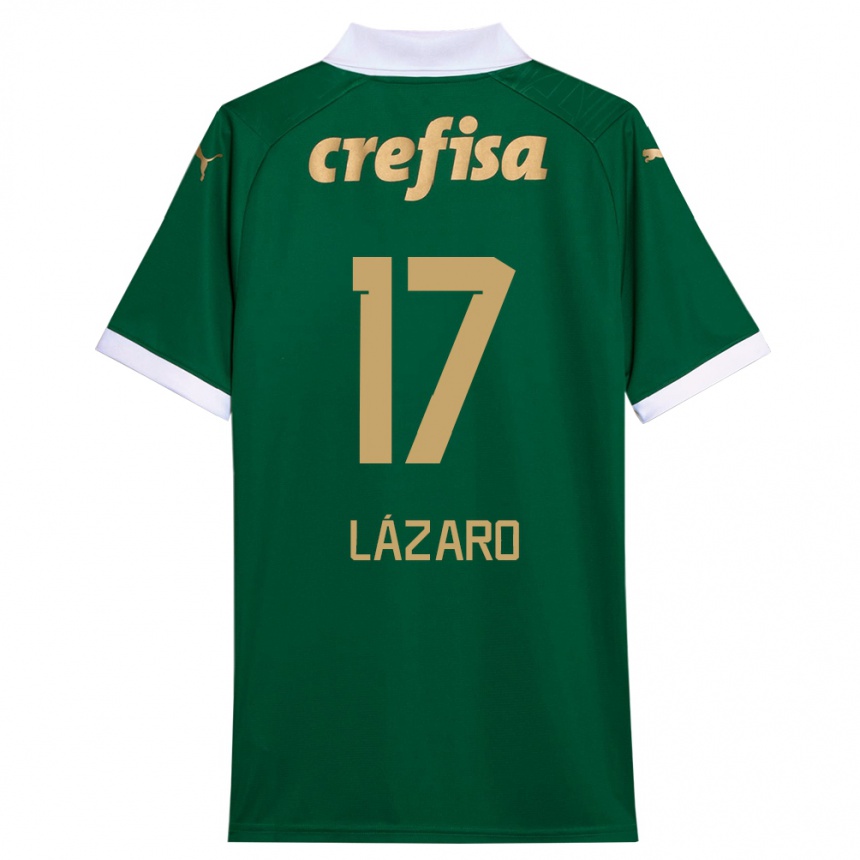 Kids Football Lázaro #17 Green White Home Jersey 2024/25 T-Shirt Canada