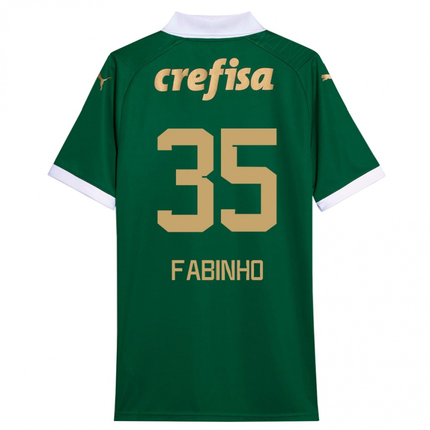 Kids Football Fabinho #35 Green White Home Jersey 2024/25 T-Shirt Canada