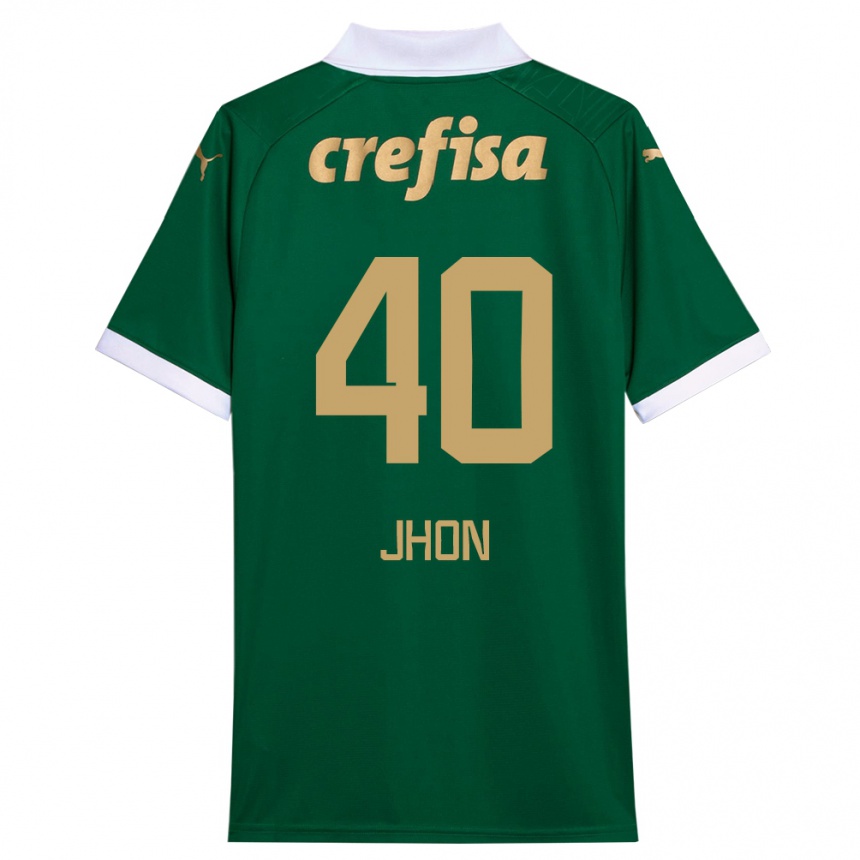 Kids Football Jhon Jhon #40 Green White Home Jersey 2024/25 T-Shirt Canada