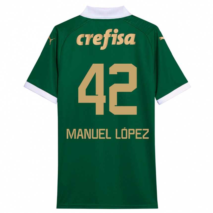 Kids Football José Manuel López #42 Green White Home Jersey 2024/25 T-Shirt Canada