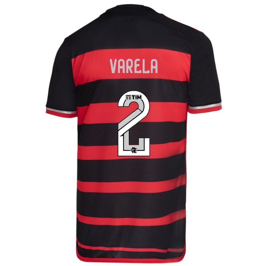 Kids Football Guillermo Varela #2 Red Black Home Jersey 2024/25 T-Shirt Canada