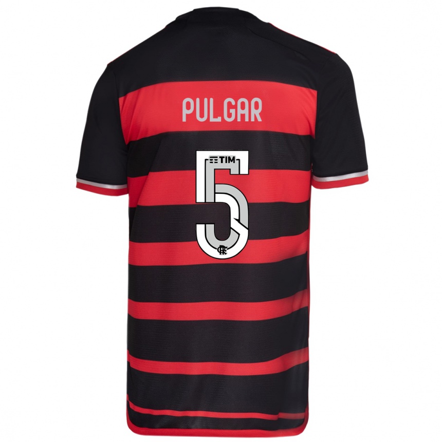 Kids Football Erick Pulgar #5 Red Black Home Jersey 2024/25 T-Shirt Canada