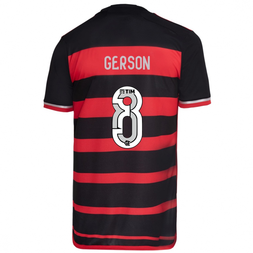 Enfant Football Maillot Gerson #8 Rouge Noir Tenues Domicile 2024/25 Canada