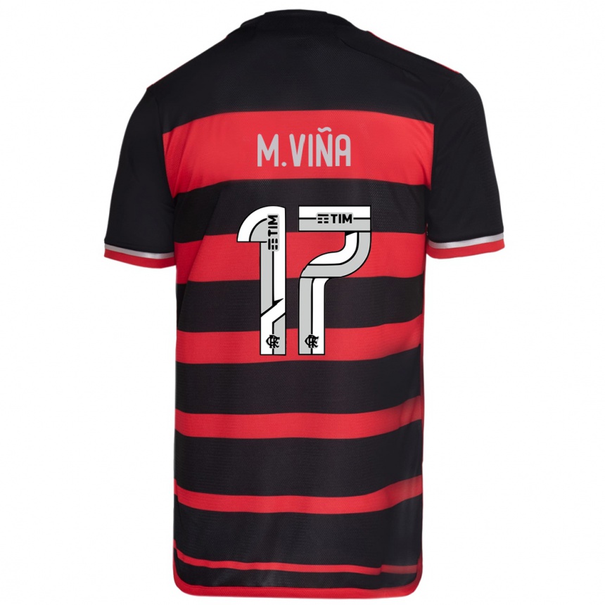 Kids Football Matias Vina #17 Red Black Home Jersey 2024/25 T-Shirt Canada