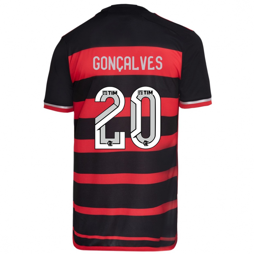 Kids Football Matheus Gonçalves #20 Red Black Home Jersey 2024/25 T-Shirt Canada