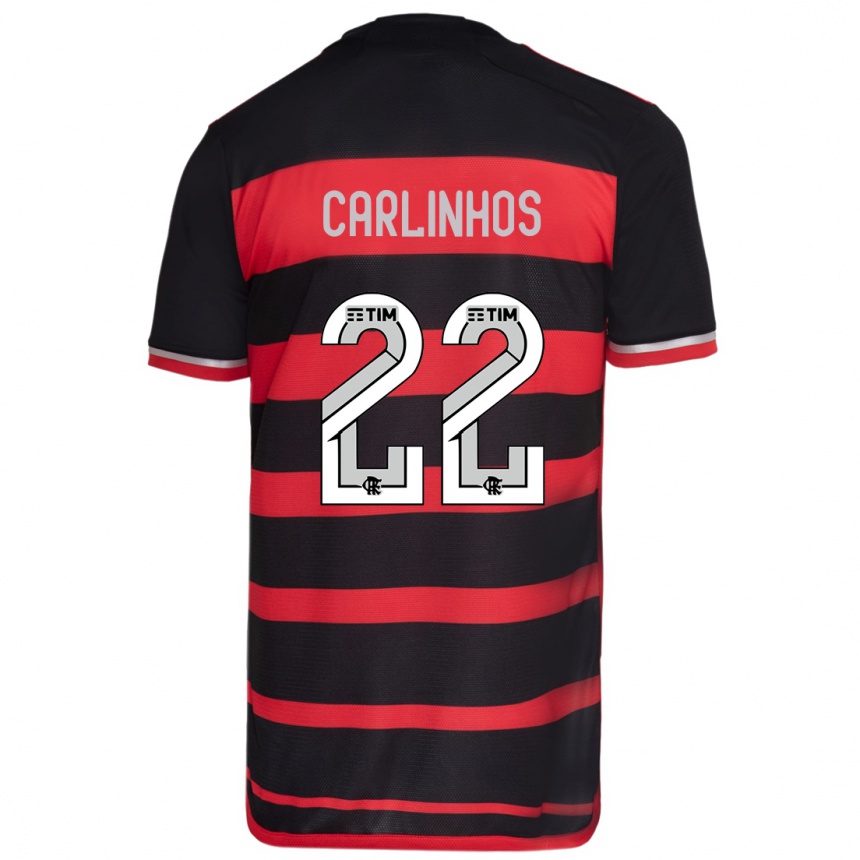 Kids Football Carlinhos #22 Red Black Home Jersey 2024/25 T-Shirt Canada