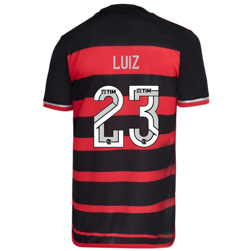 Kids Football David Luiz #23 Red Black Home Jersey 2024/25 T-Shirt Canada