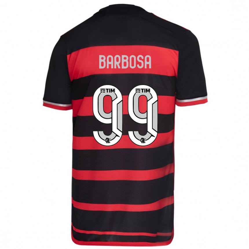 Kids Football Gabriel Barbosa #99 Red Black Home Jersey 2024/25 T-Shirt Canada