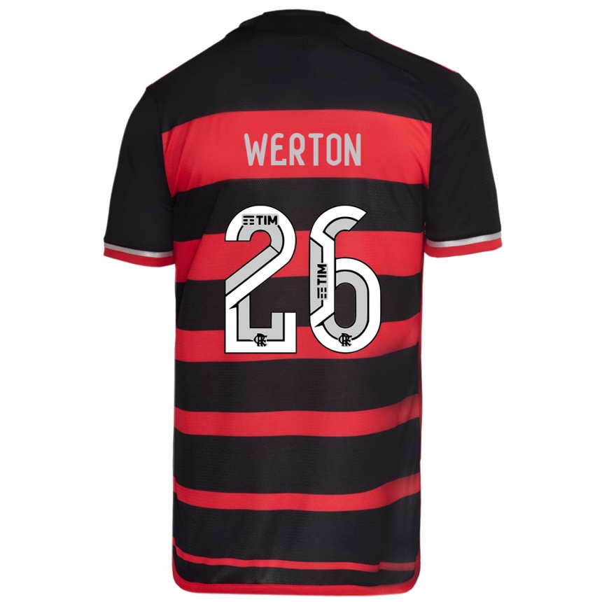 Kids Football Werton #26 Red Black Home Jersey 2024/25 T-Shirt Canada