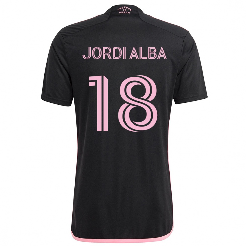 Kids Football Jordi Alba #18 Black Away Jersey 2024/25 T-Shirt Canada