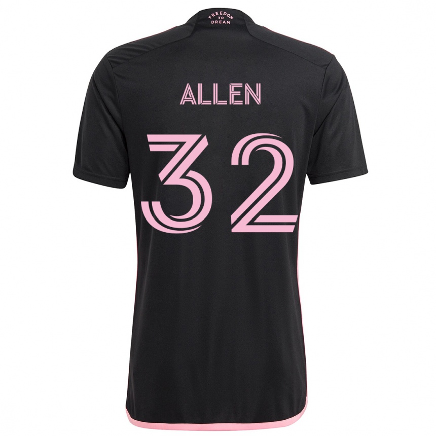 Kids Football Noah Allen #32 Black Away Jersey 2024/25 T-Shirt Canada