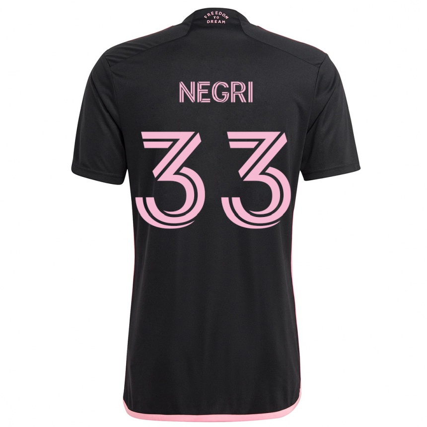 Kids Football Franco Negri #33 Black Away Jersey 2024/25 T-Shirt Canada