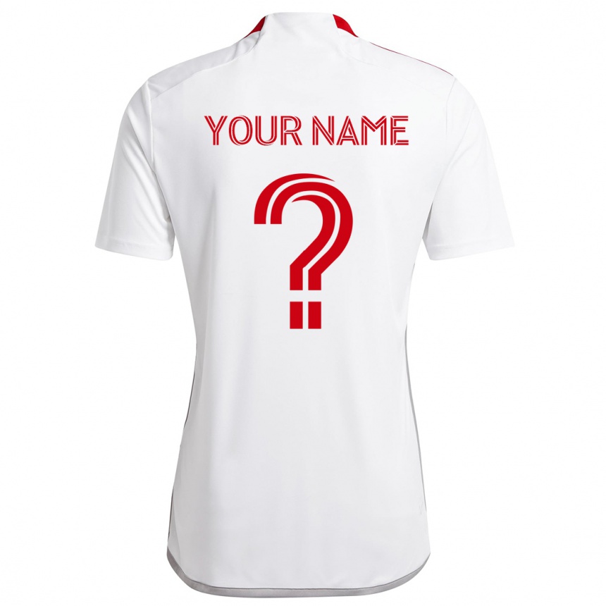 Kids Football Your Name #0 White Red Away Jersey 2024/25 T-Shirt Canada