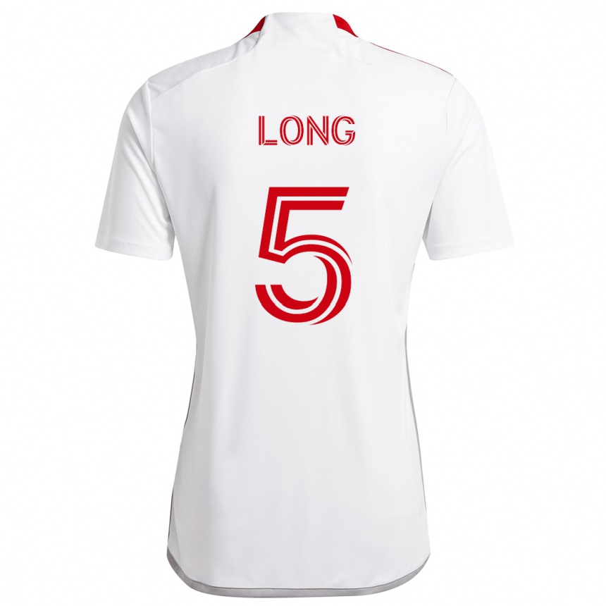 Kids Football Kevin Long #5 White Red Away Jersey 2024/25 T-Shirt Canada