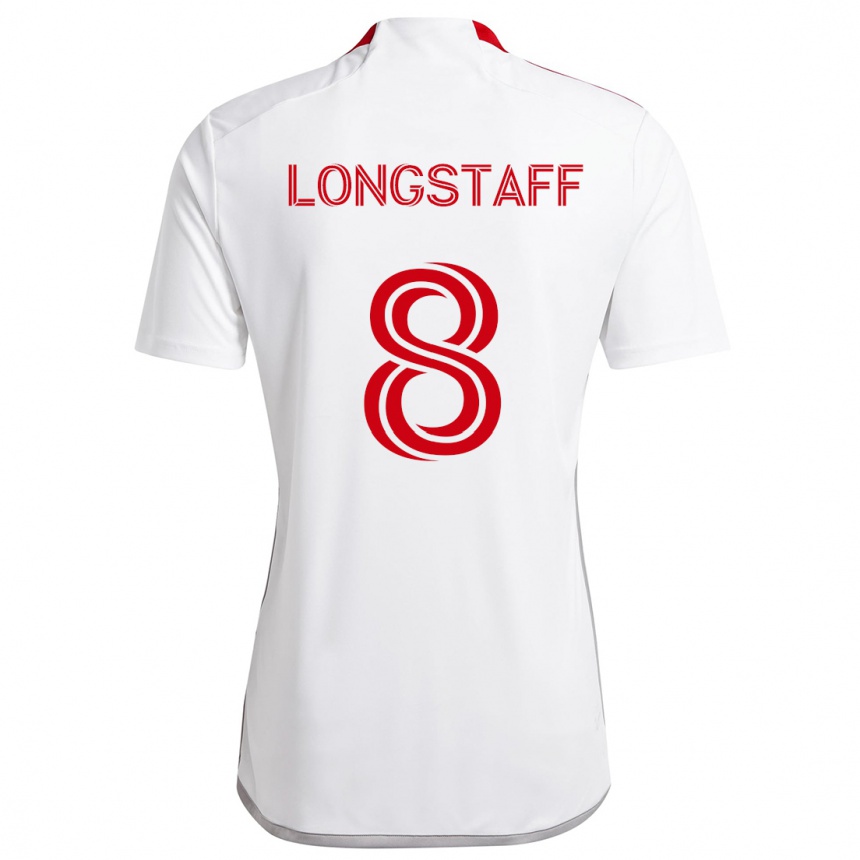 Kids Football Matty Longstaff #8 White Red Away Jersey 2024/25 T-Shirt Canada