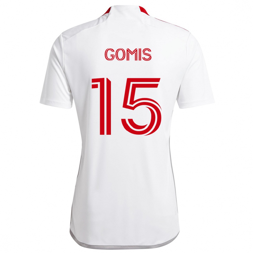 Kids Football Nicksoen Gomis #15 White Red Away Jersey 2024/25 T-Shirt Canada