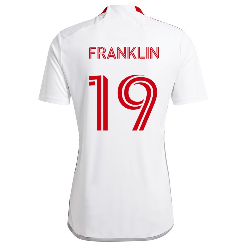 Kids Football Kobe Franklin #19 White Red Away Jersey 2024/25 T-Shirt Canada