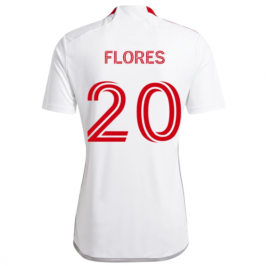 Kids Football Deybi Flores #20 White Red Away Jersey 2024/25 T-Shirt Canada