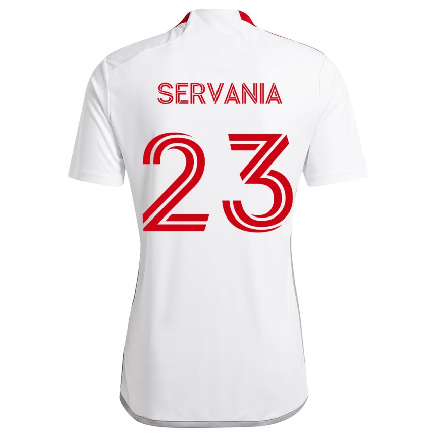 Enfant Football Maillot Brandon Servania #23 Blanc Rouge Tenues Extérieur 2024/25 Canada