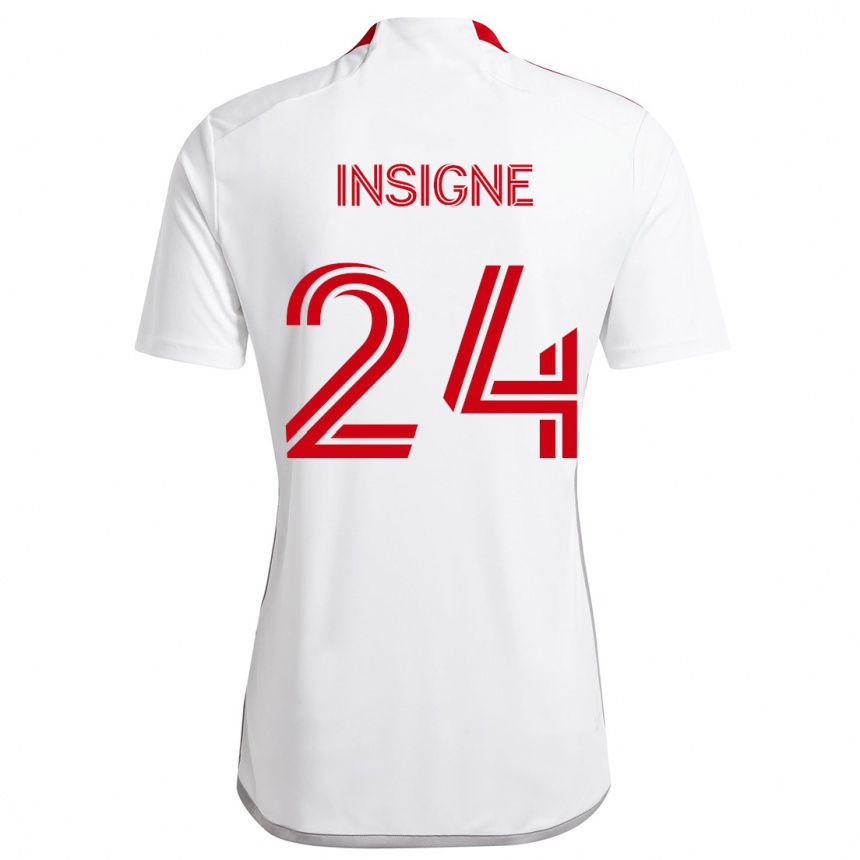 Kids Football Lorenzo Insigne #24 White Red Away Jersey 2024/25 T-Shirt Canada