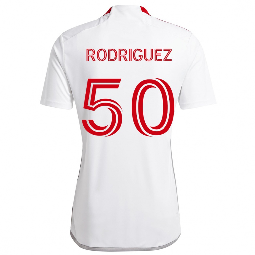 Kids Football Abraham Rodriguez #50 White Red Away Jersey 2024/25 T-Shirt Canada