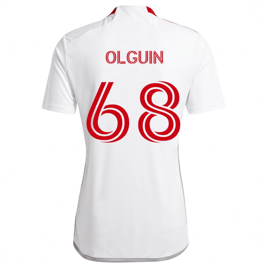 Kids Football Lucas Olguin #68 White Red Away Jersey 2024/25 T-Shirt Canada