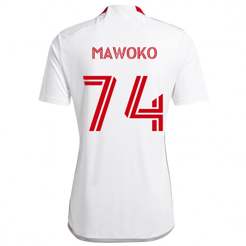 Kids Football Kundai Mawoko #74 White Red Away Jersey 2024/25 T-Shirt Canada