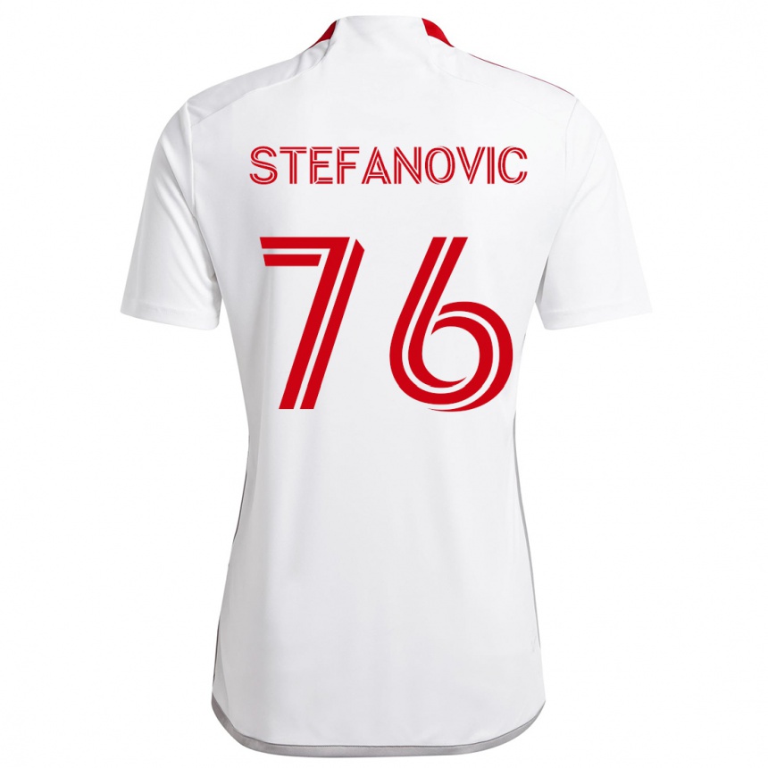 Kids Football Lazar Stefanovic #76 White Red Away Jersey 2024/25 T-Shirt Canada