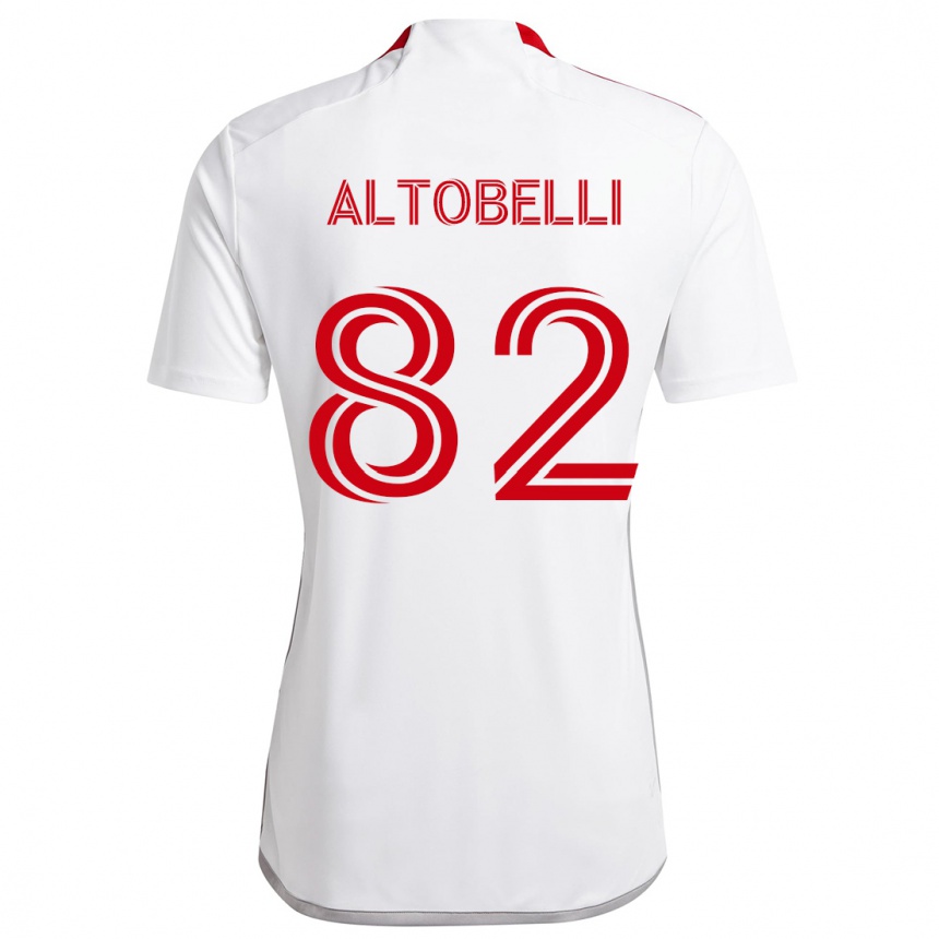 Kids Football Julian Altobelli #82 White Red Away Jersey 2024/25 T-Shirt Canada