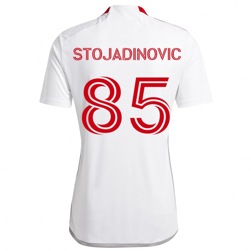 Kids Football Marko Stojadinovic #85 White Red Away Jersey 2024/25 T-Shirt Canada