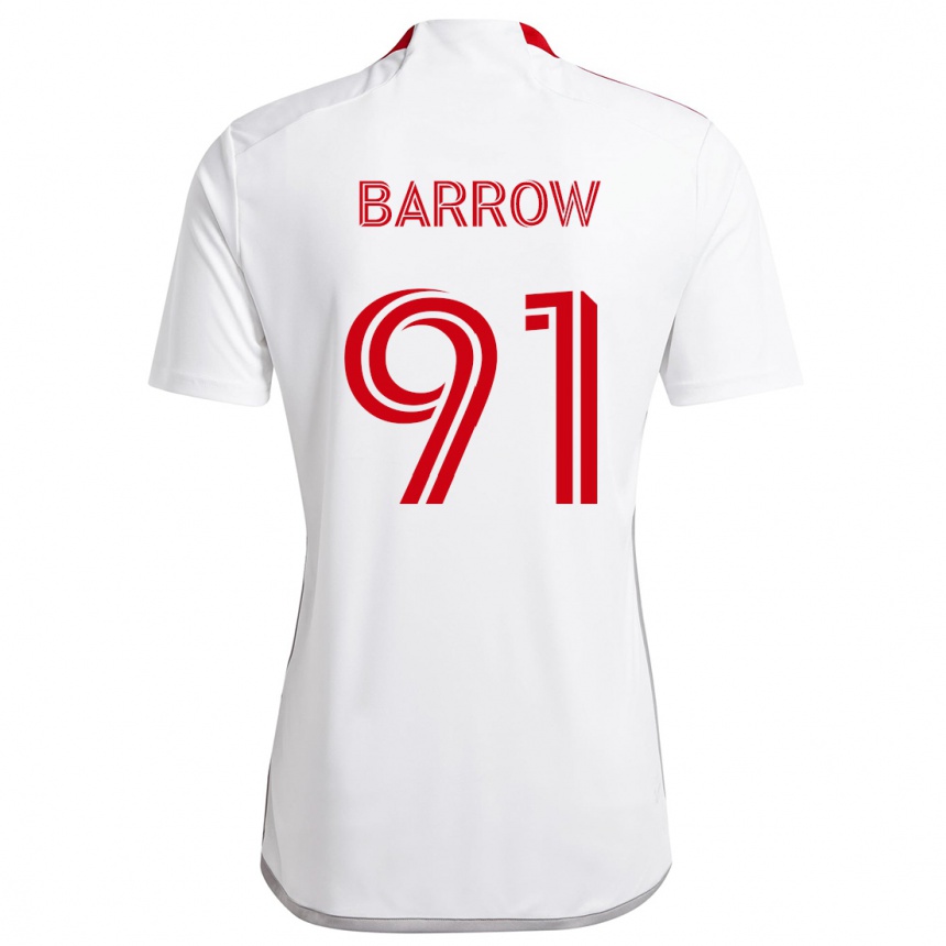 Kids Football Dékwon Barrow #91 White Red Away Jersey 2024/25 T-Shirt Canada