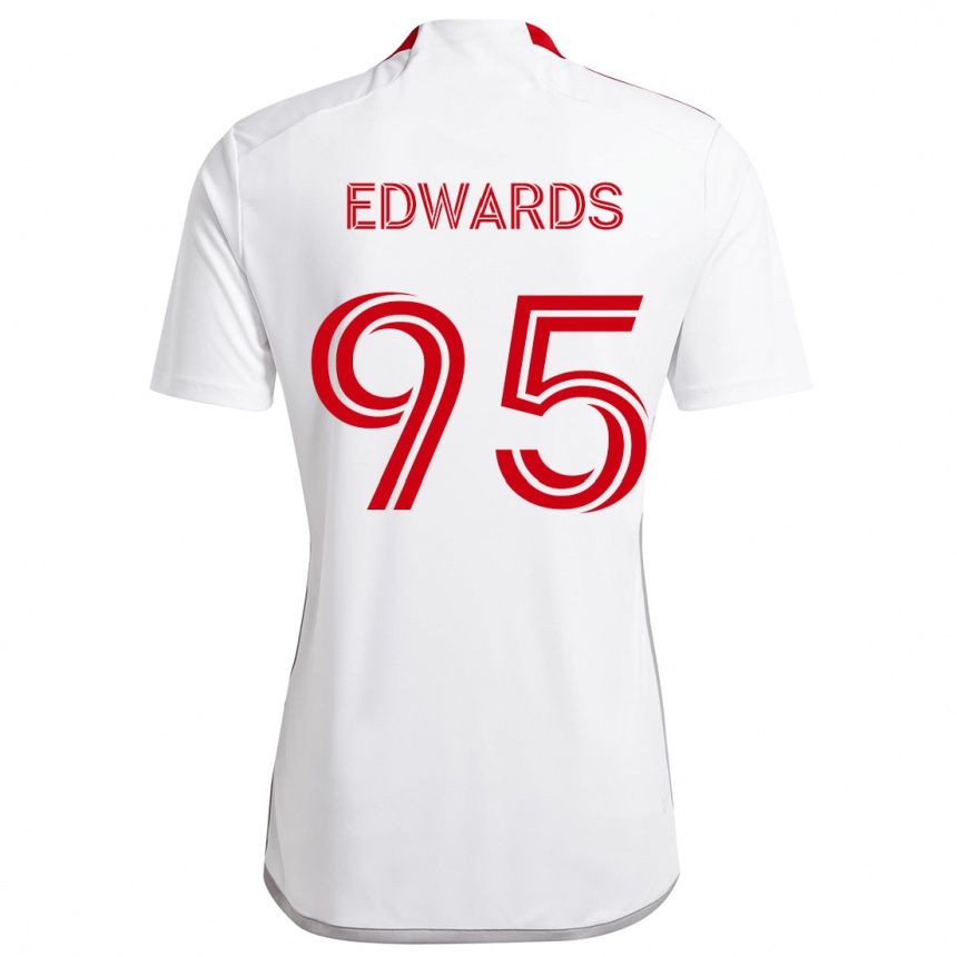 Kids Football Nathaniel Edwards #95 White Red Away Jersey 2024/25 T-Shirt Canada