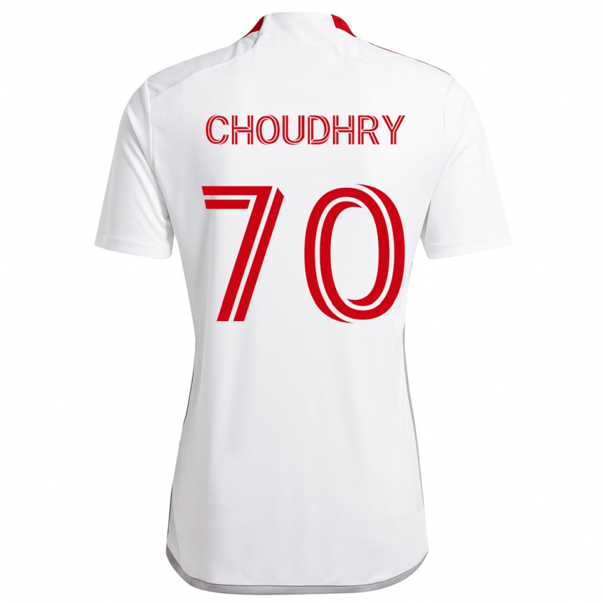 Kids Football Benjamin Choudhry #70 White Red Away Jersey 2024/25 T-Shirt Canada