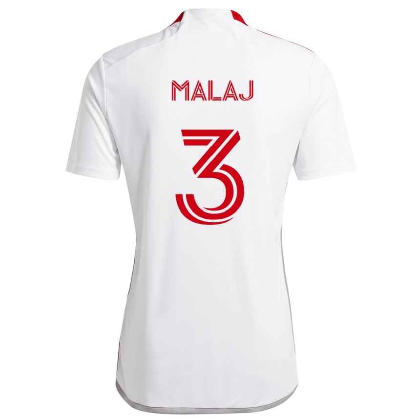 Kids Football Albert Malaj #3 White Red Away Jersey 2024/25 T-Shirt Canada