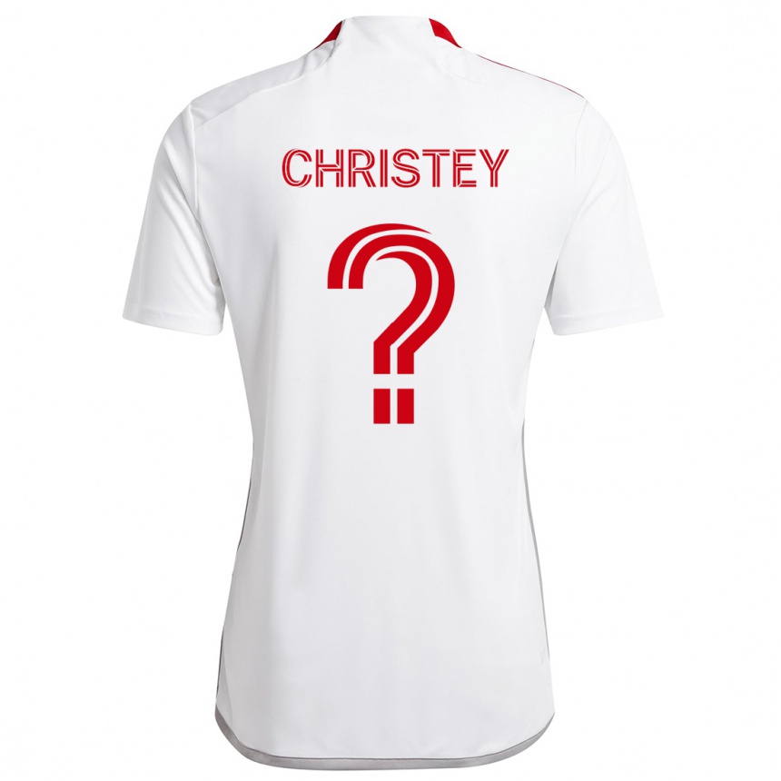 Kids Football Quentin Christey #0 White Red Away Jersey 2024/25 T-Shirt Canada