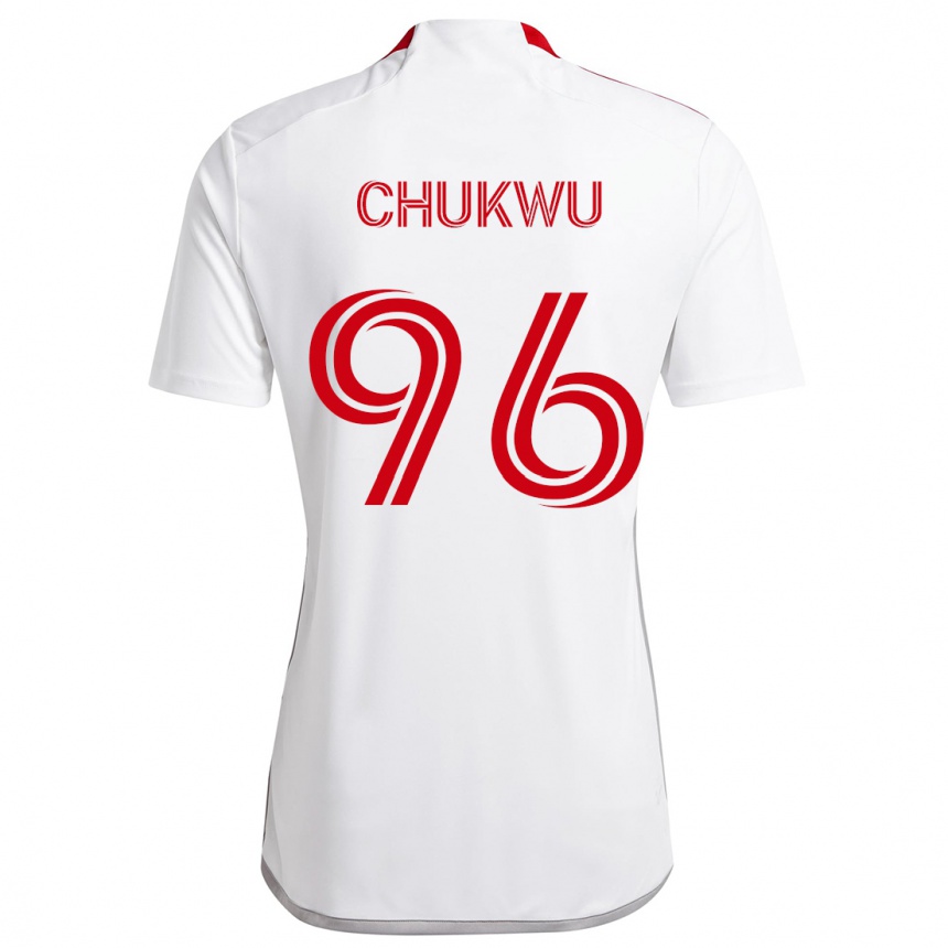 Kids Football Richard Chukwu #96 White Red Away Jersey 2024/25 T-Shirt Canada